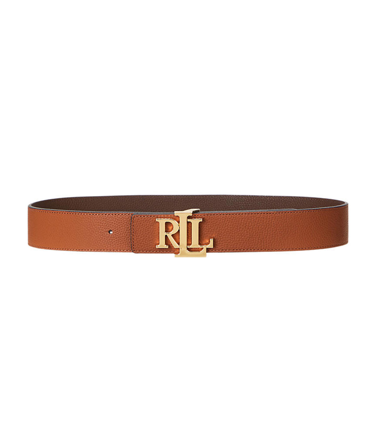 Women's Reversible Pebbled Leather Wide Belt Lauren Tan/Dark Brown