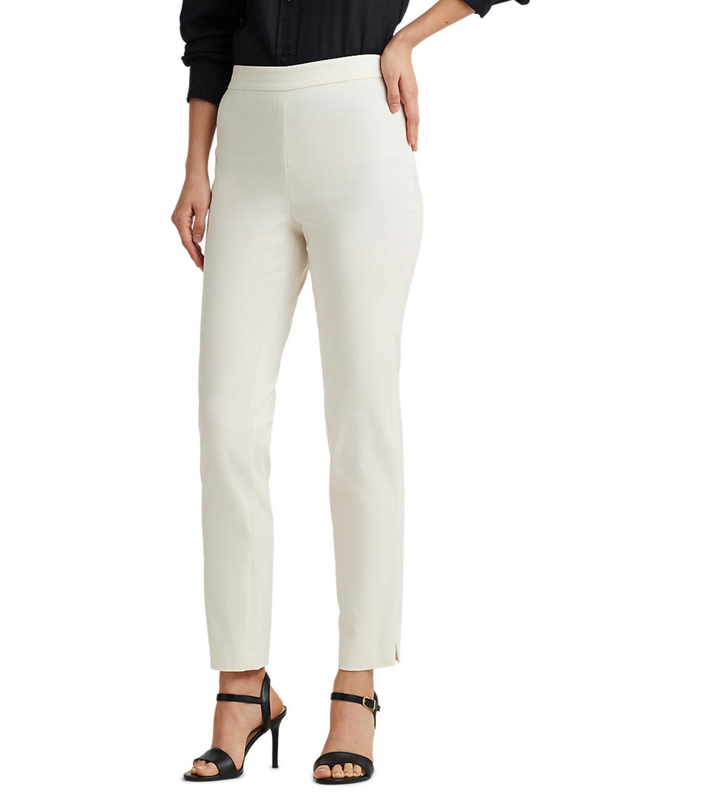 Women's High-Rise Cotton-Blend Cropped Pant Mascarpone Cream