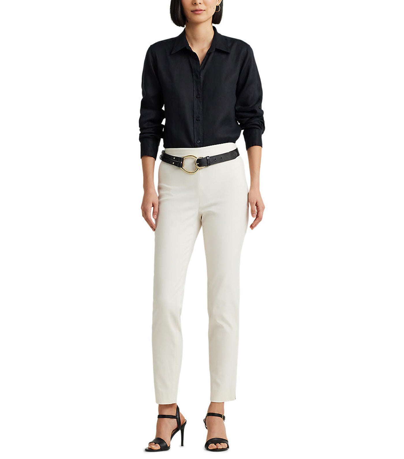 Women's High-Rise Cotton-Blend Cropped Pant Mascarpone Cream