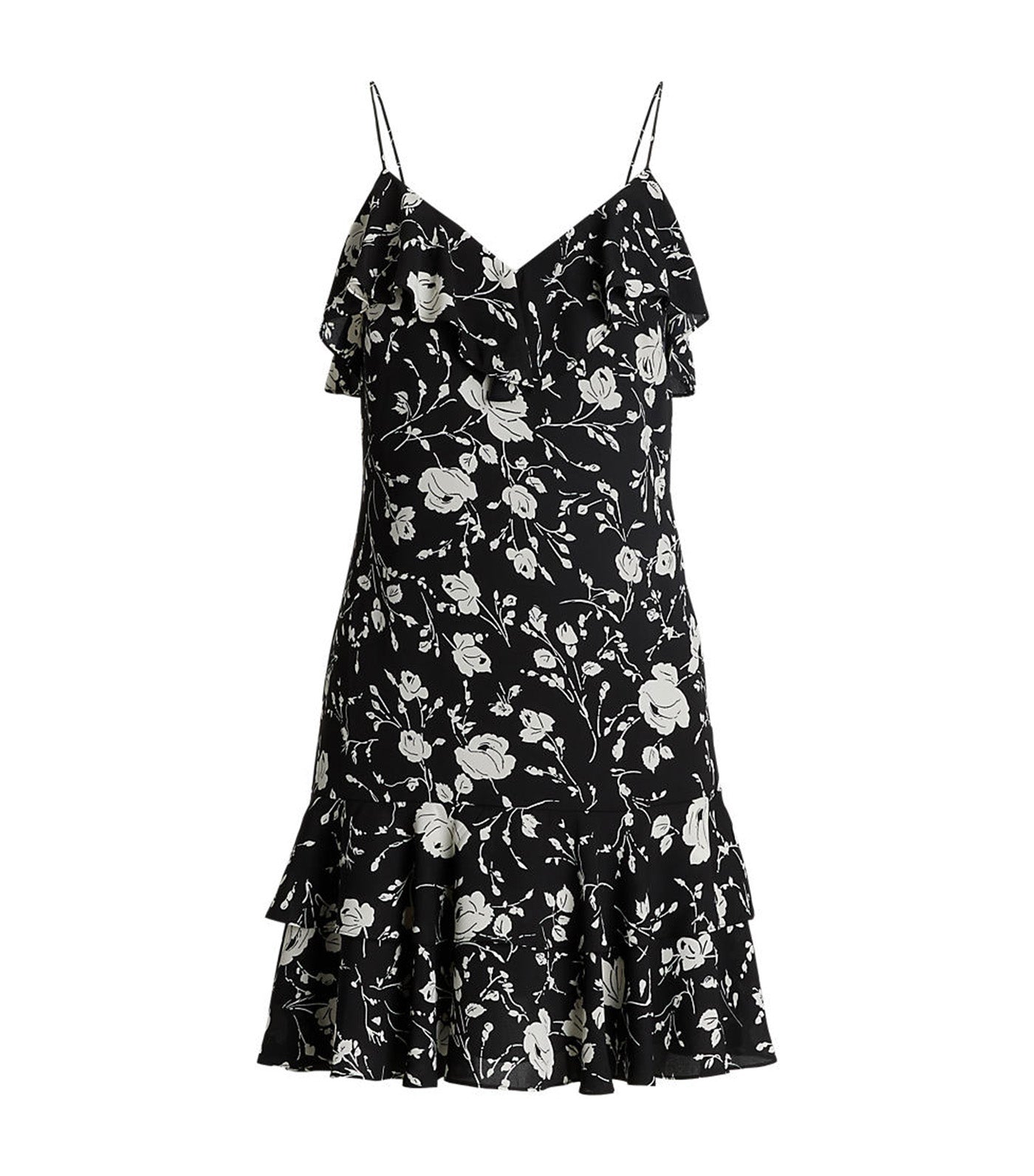Women's Floral Georgette Sleeveless Dress Black/Cream