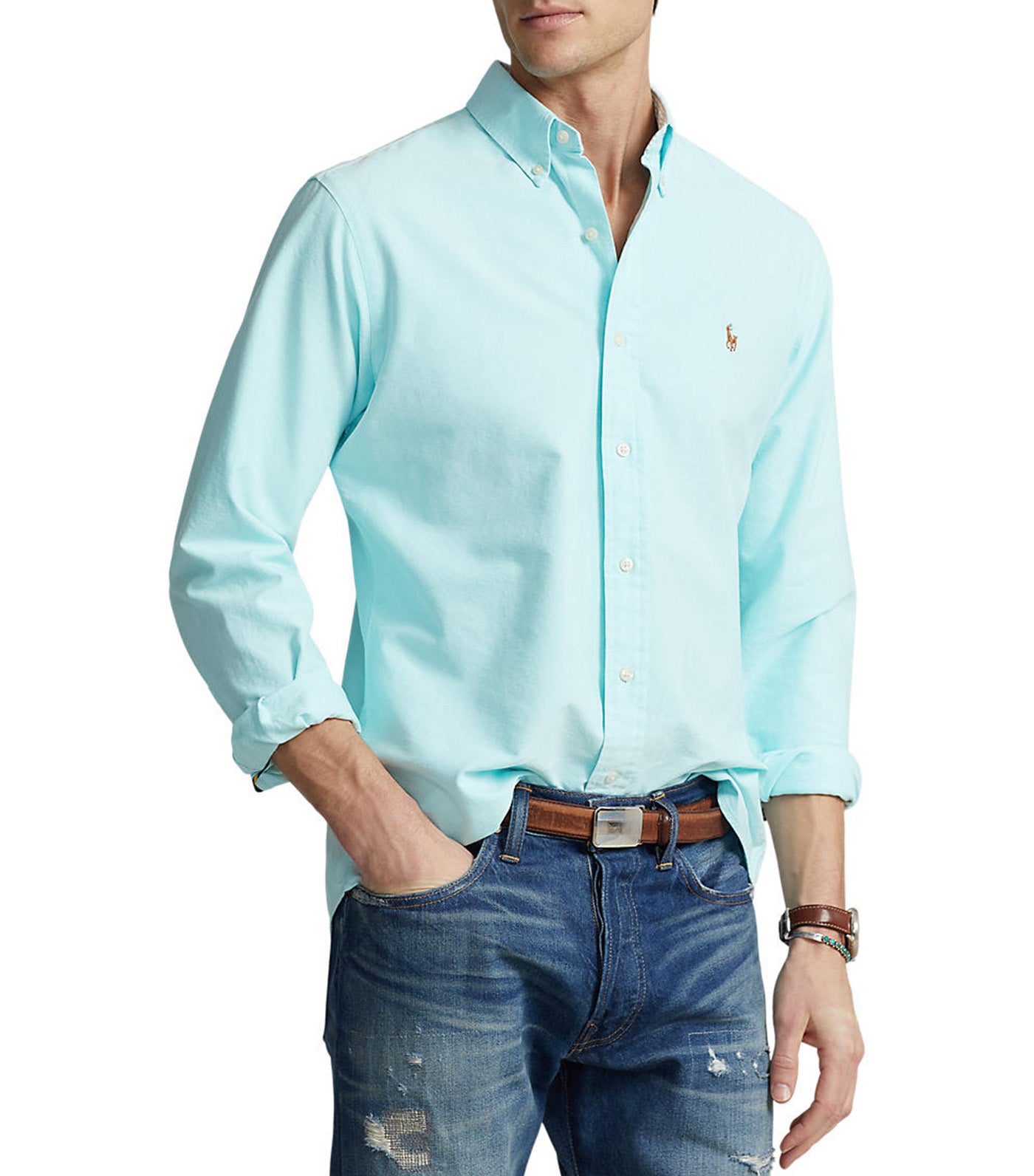 Men's Custom Fit Oxford Shirt Aegean Blue