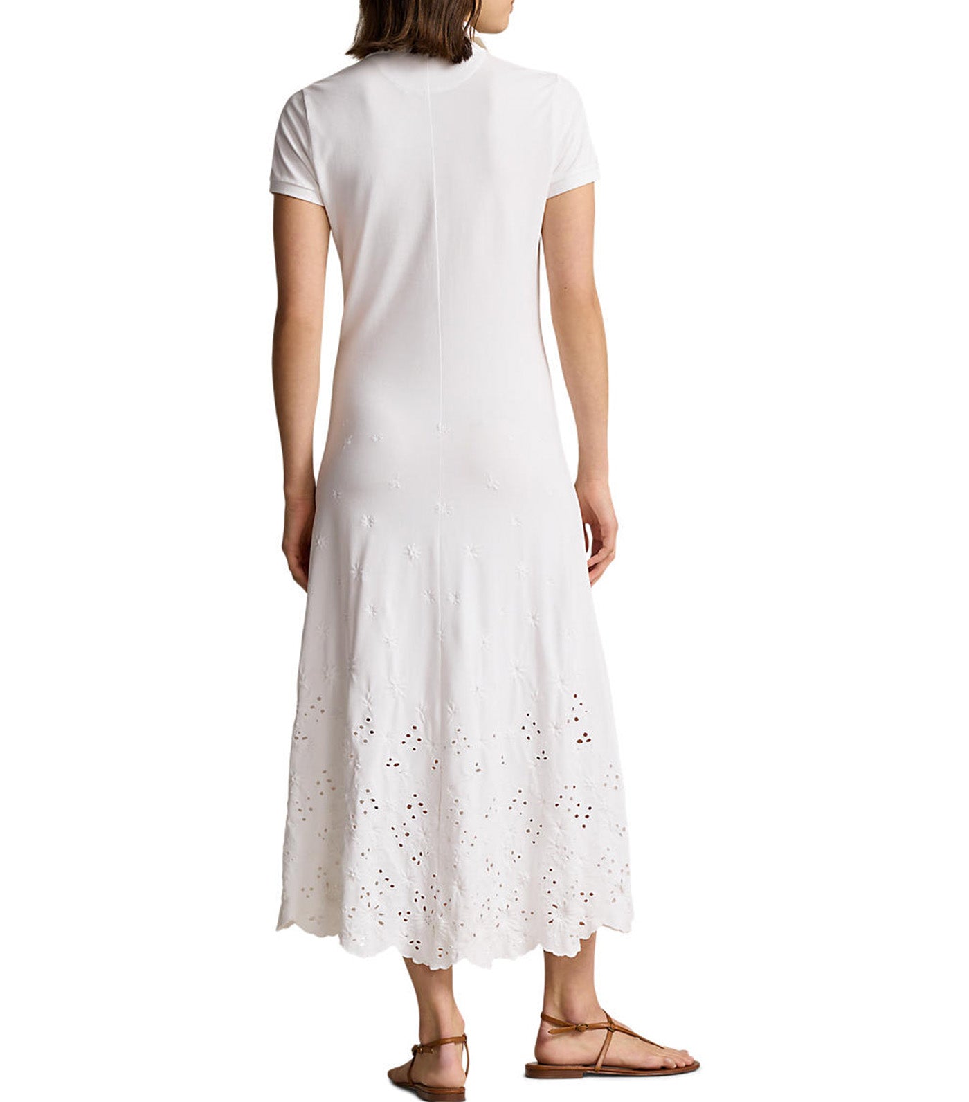 Women's Eyelet Polo Dress White