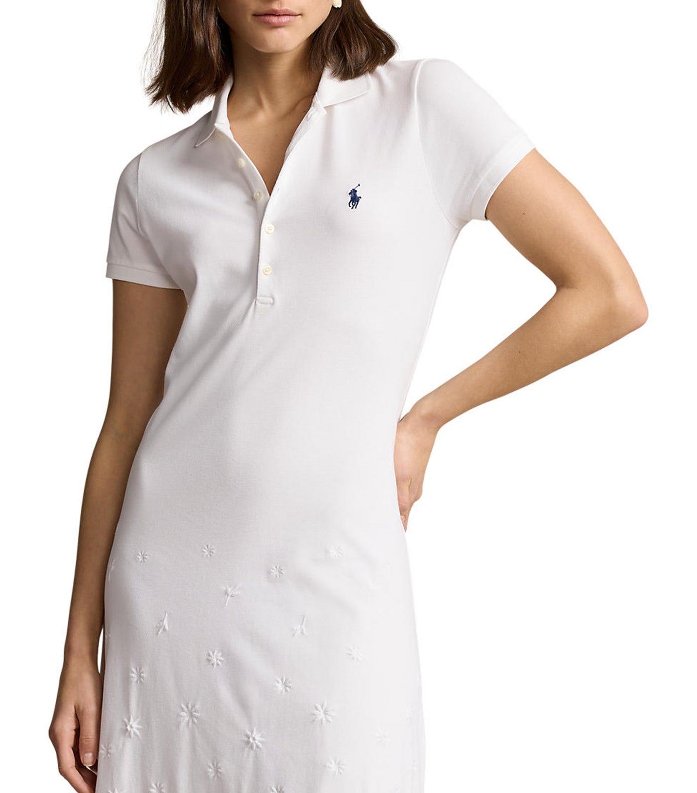Women's Eyelet Polo Dress White