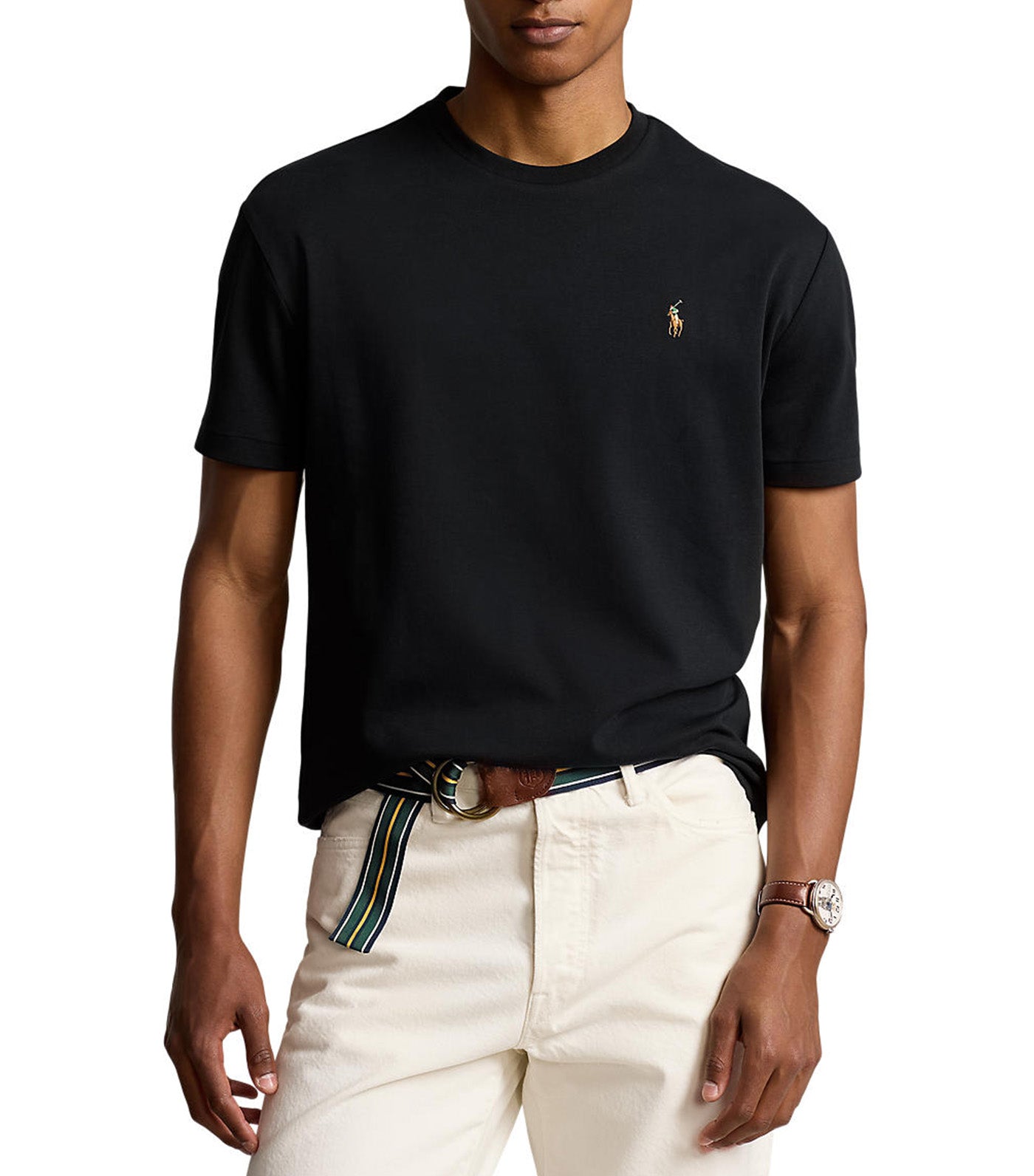 Men's Custom Slim Fit Soft Cotton T-Shirt Polo Black