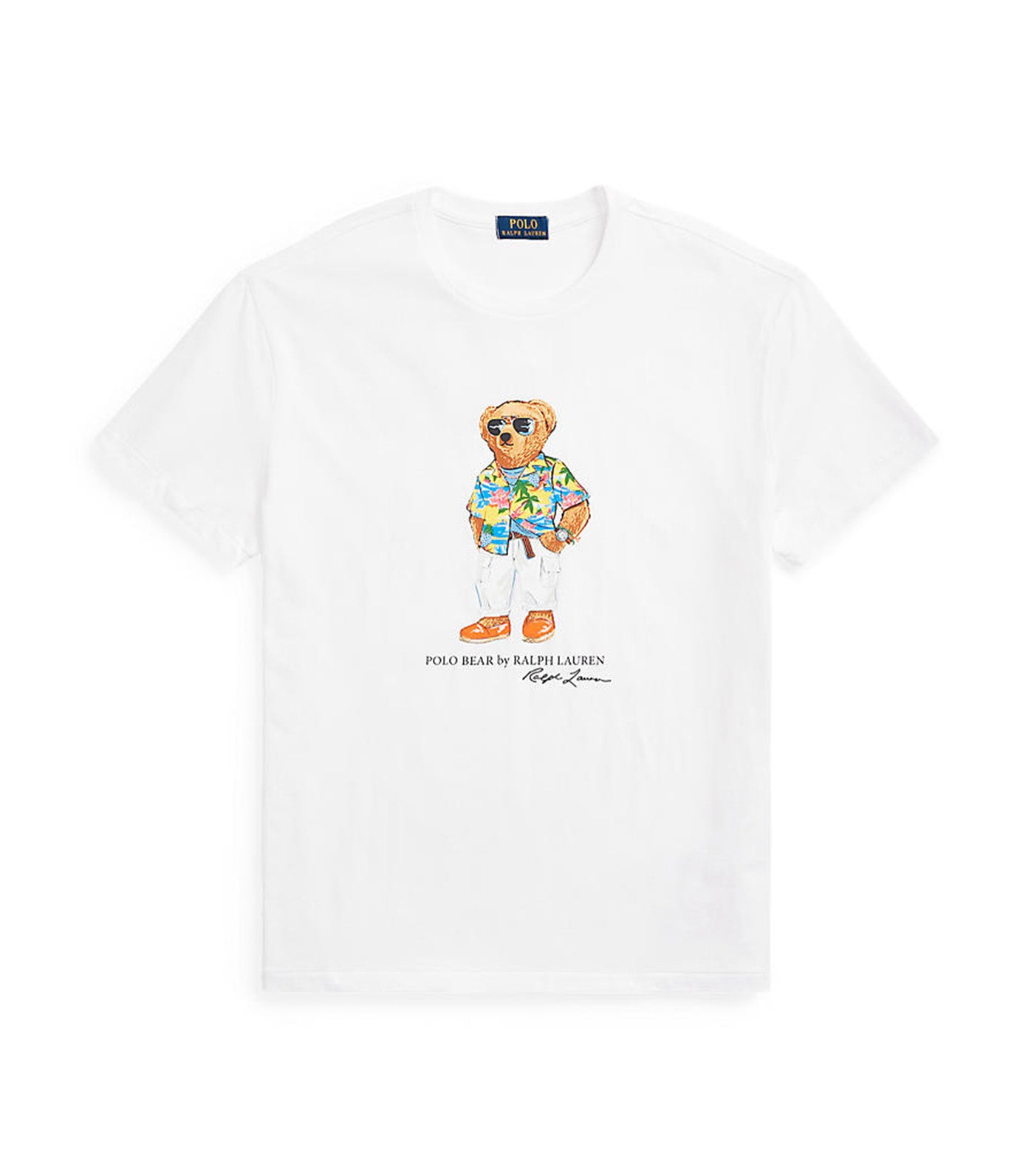 Men's Classic Fit Polo Bear Jersey T-Shirt White Beach Club Bear