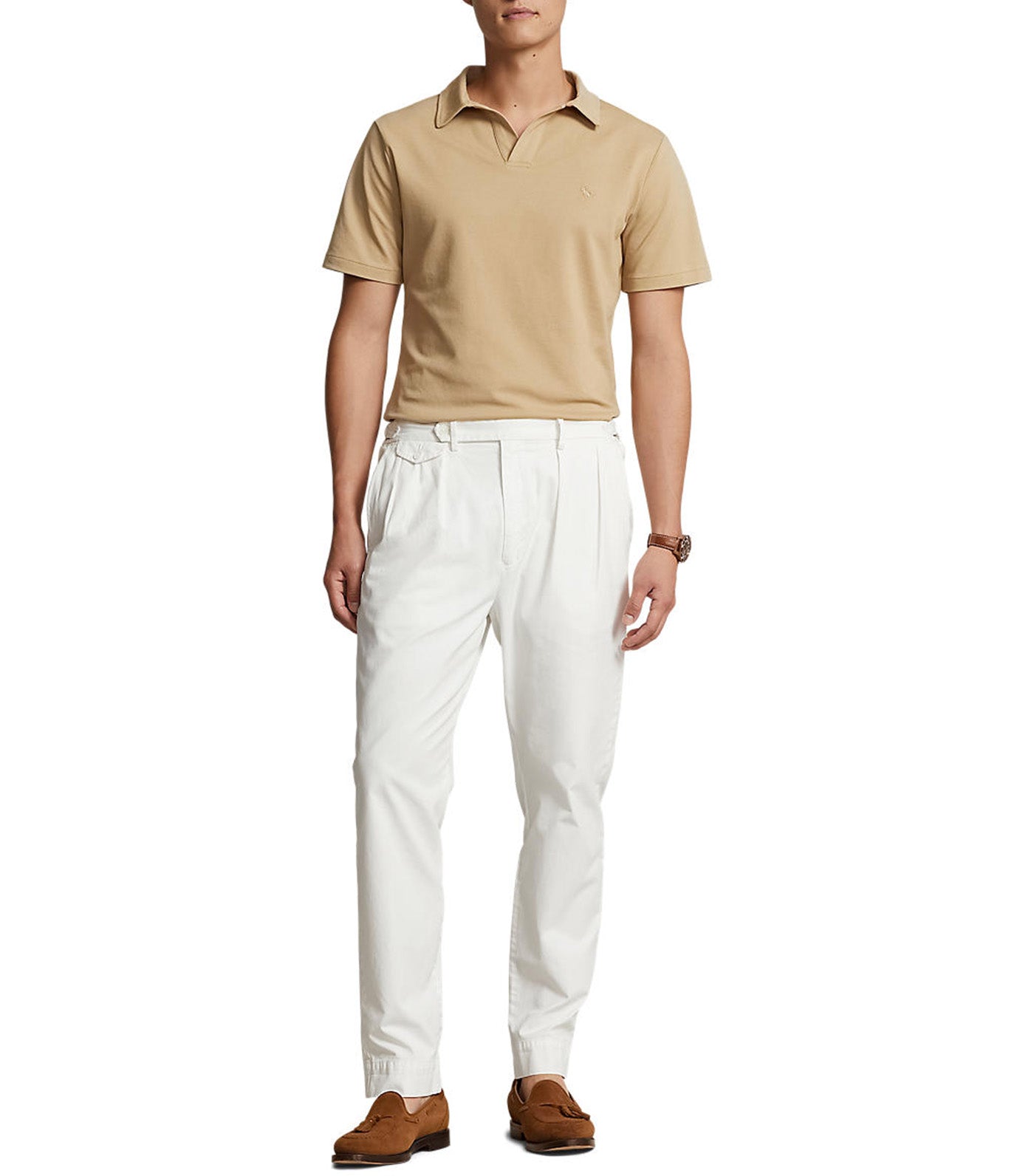 Men's Classic Fit Stretch Mesh Polo Shirt Coastal Beige