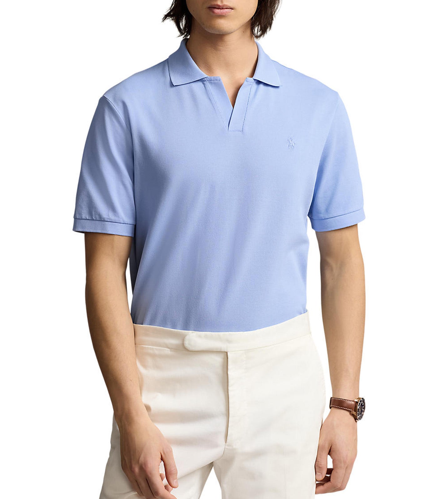 Men's Classic Fit Stretch Mesh Polo Shirt Austin Blue