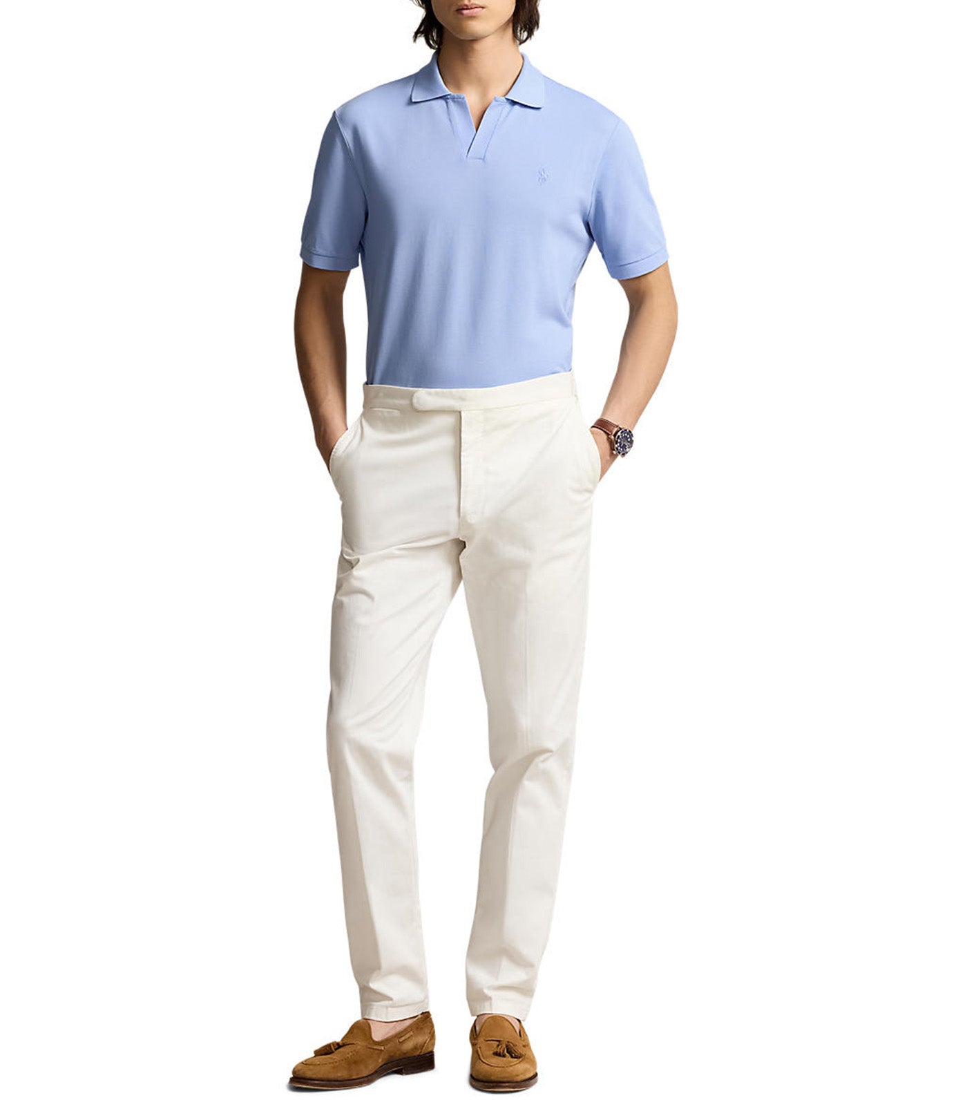 Men's Classic Fit Stretch Mesh Polo Shirt Austin Blue