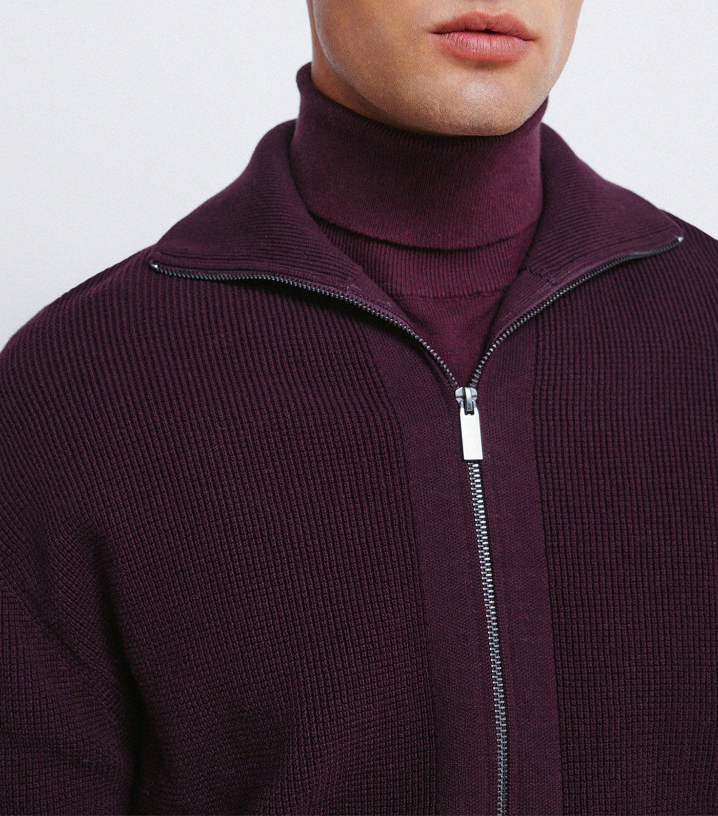 Zip Fastening Cardigan Wine