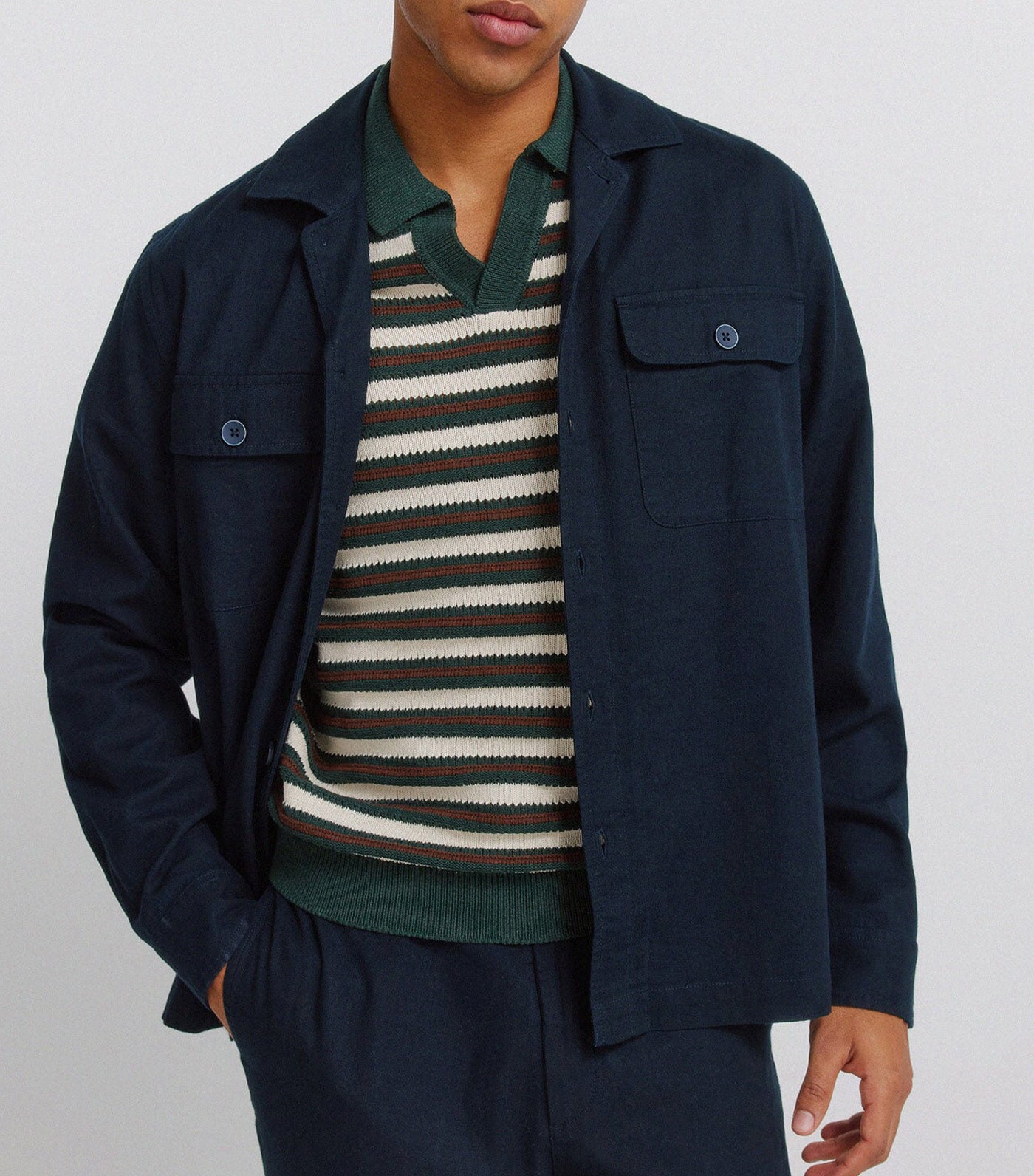 Slub Cotton Overshirt Dark Blue