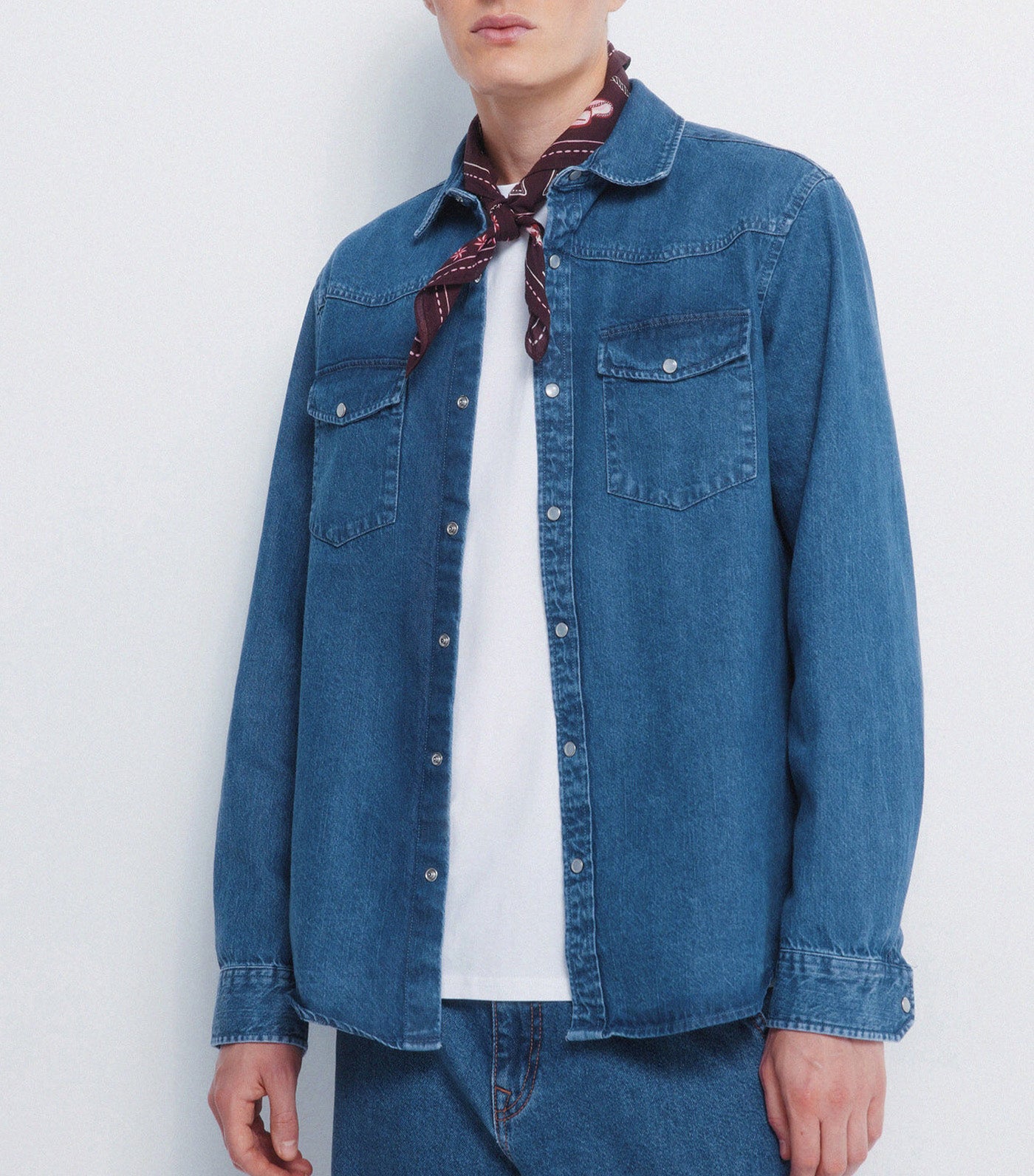 Denim Shirt with Yoke Medium Blue