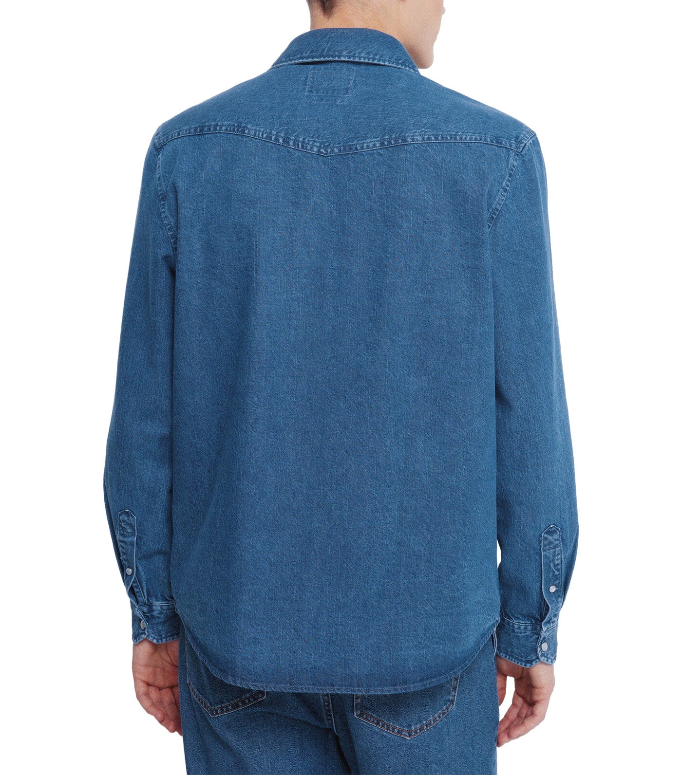 Denim Shirt with Yoke Medium Blue