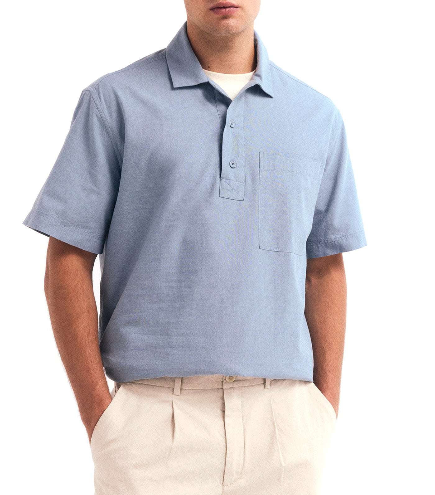 Springfield Short-Sleeved Cotton T-Shirt Slub Medium Blue