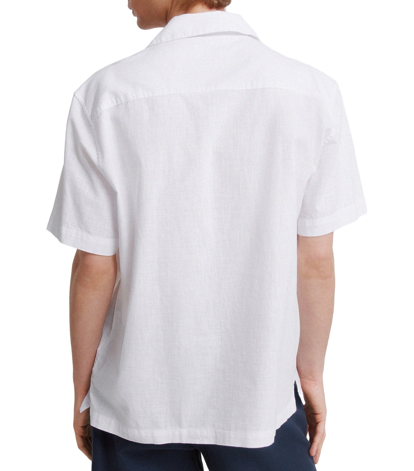 Linen-Type Short-Sleeved Bowling Shirt White