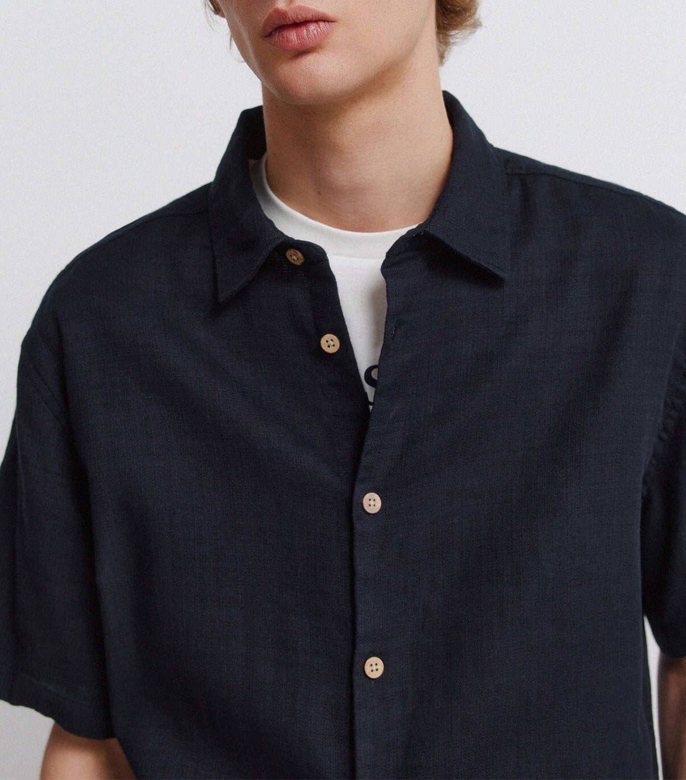 Rustic Short-Sleeved Shirt Dark Blue