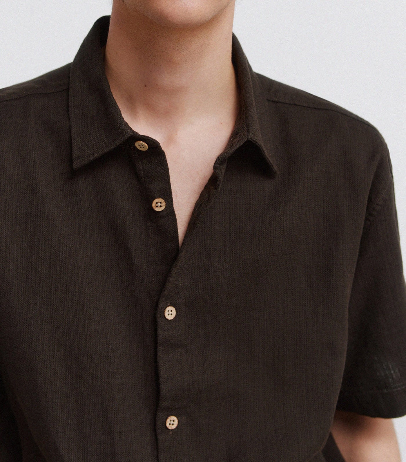 Rustic Short-Sleeved Shirt Brown Print