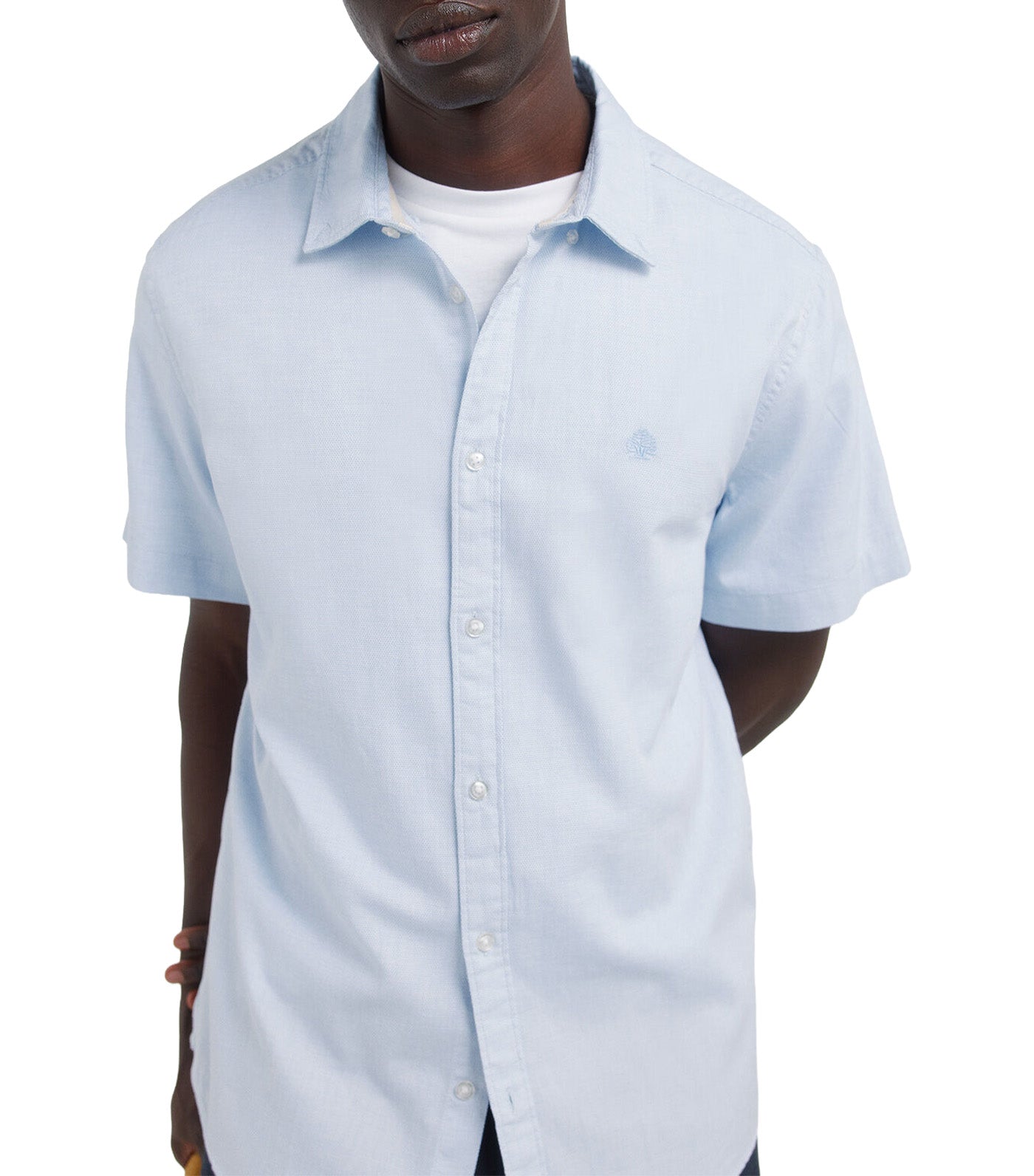 Two-Tone Structured Short Sleeve Shirt Medium Blue