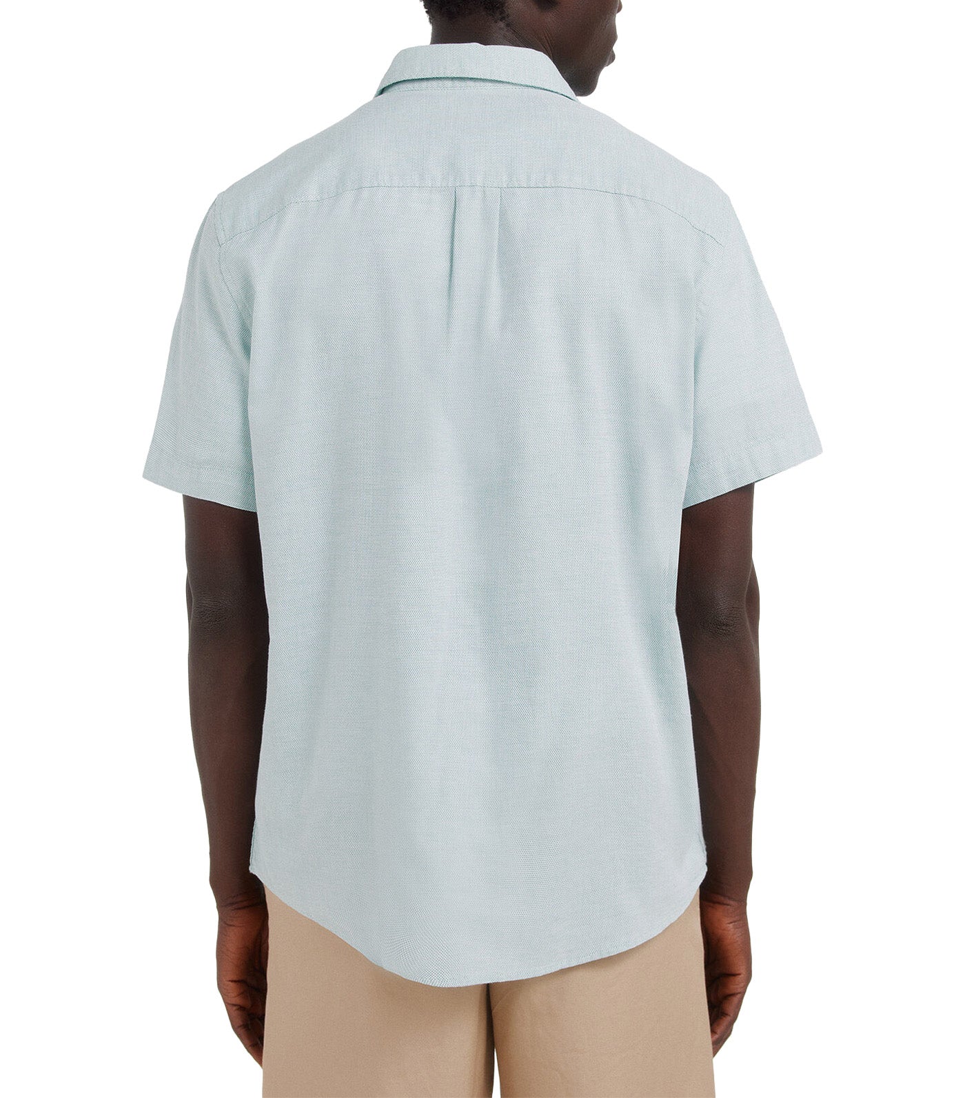 Two-Tone Structured Short Sleeve Shirt Green