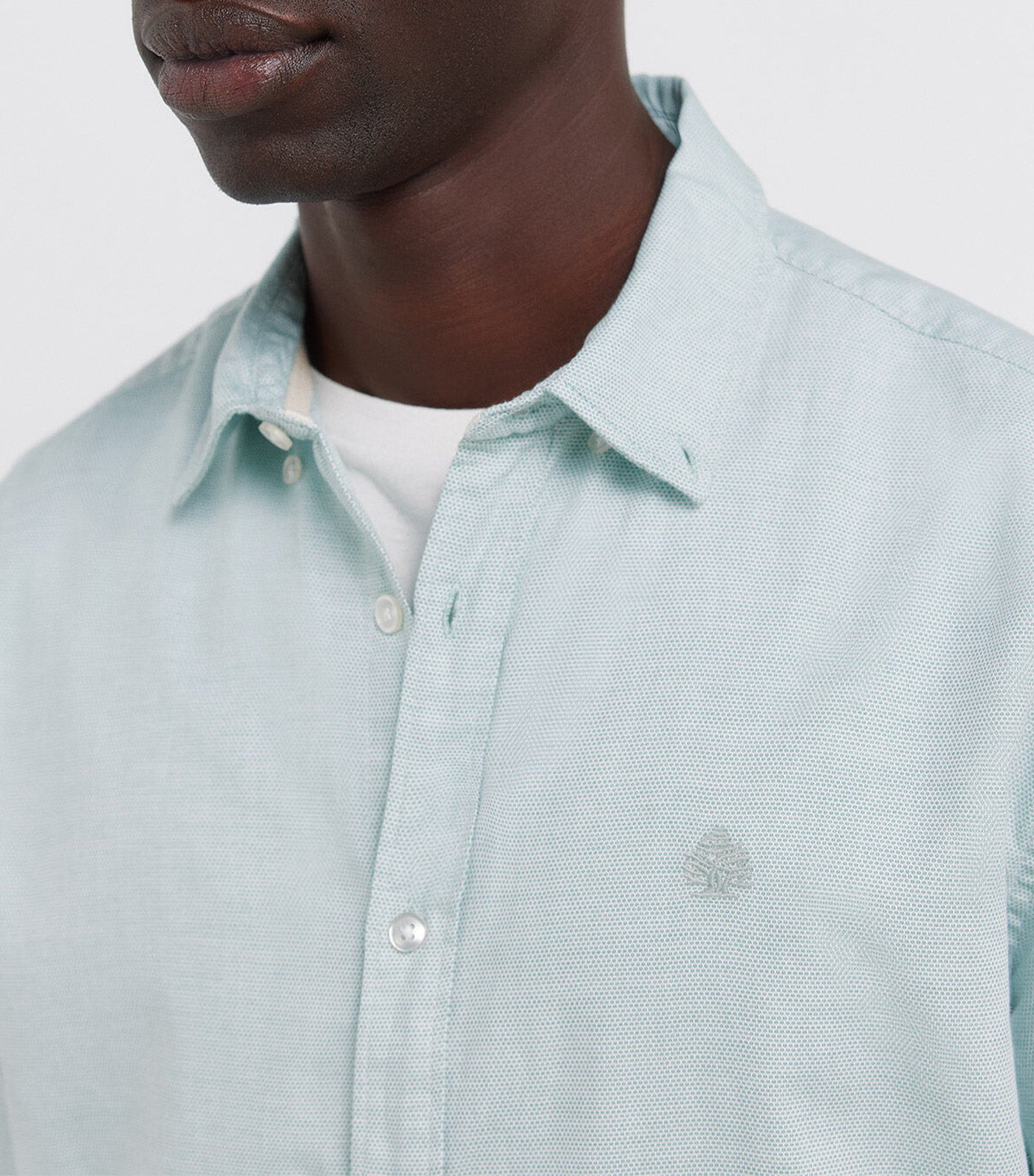 Two-Tone Structured Short Sleeve Shirt Green