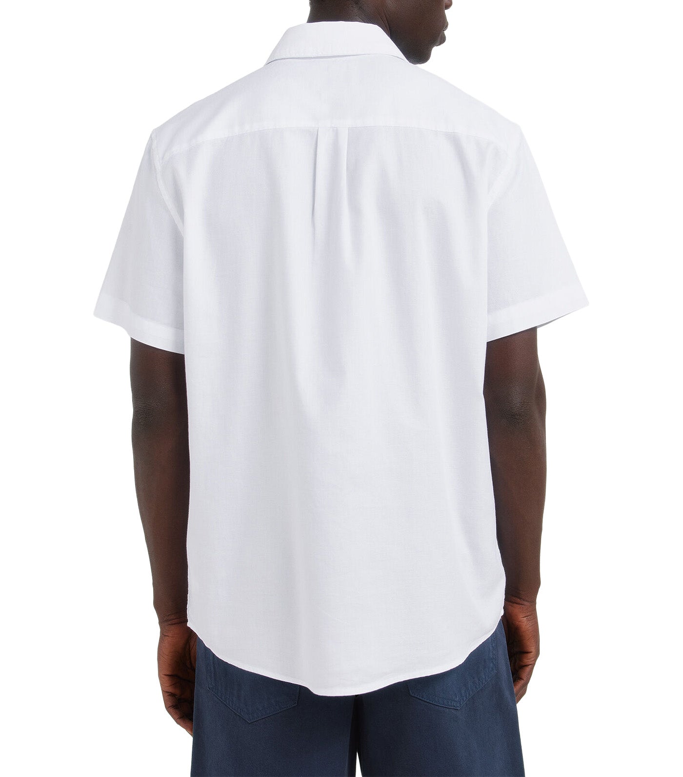 Two-Tone Structured Short Sleeve Shirt White
