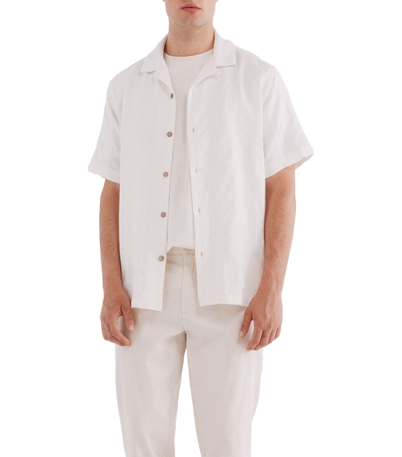 Jacquard Short Sleeve Shirt Ivory