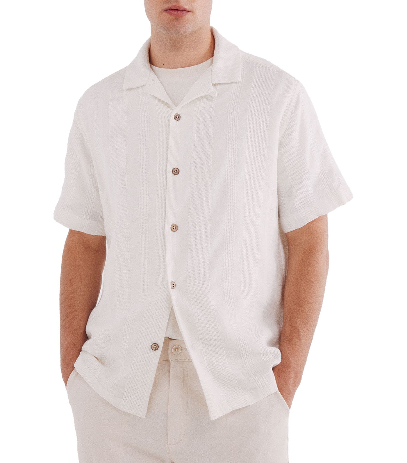 Jacquard Short Sleeve Shirt Ivory