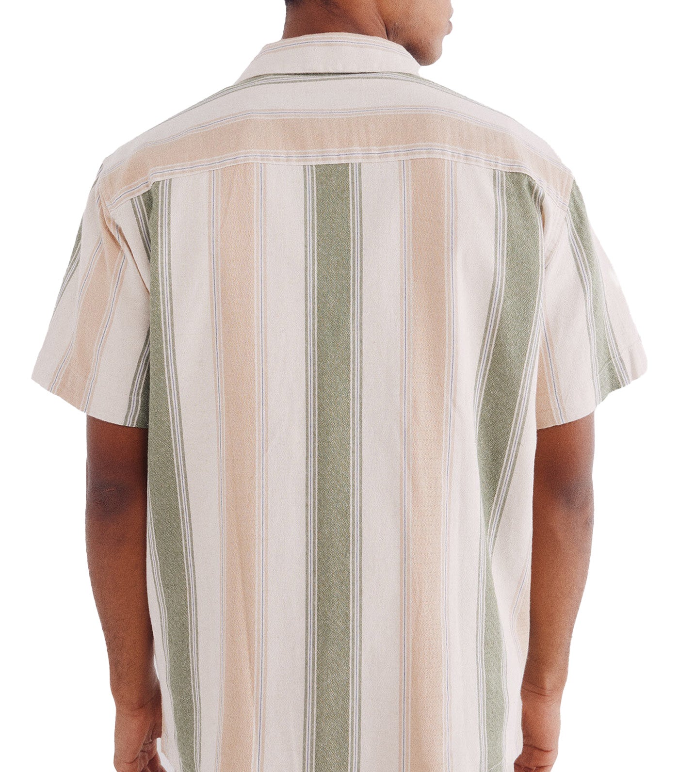 Short-Sleeved Striped Linen Shirt Beige