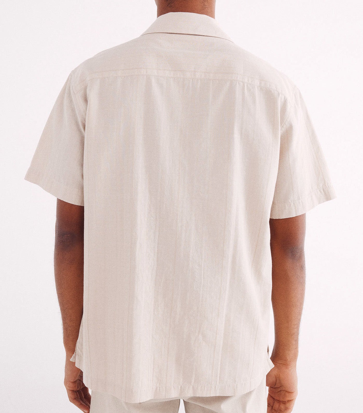 Lightweight Jacquard Short-Sleeved Shirt Beige