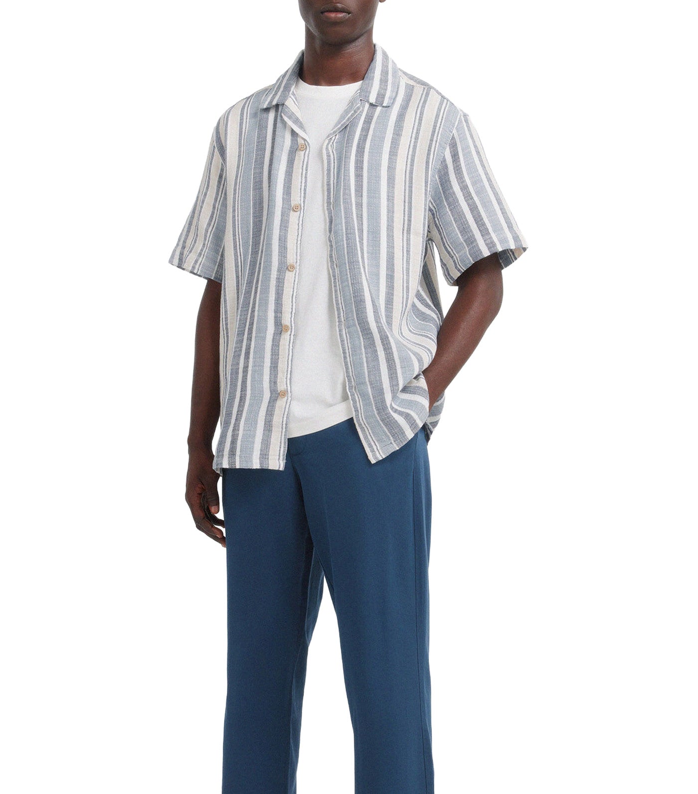 Rustic Striped Short-Sleeved Shirt