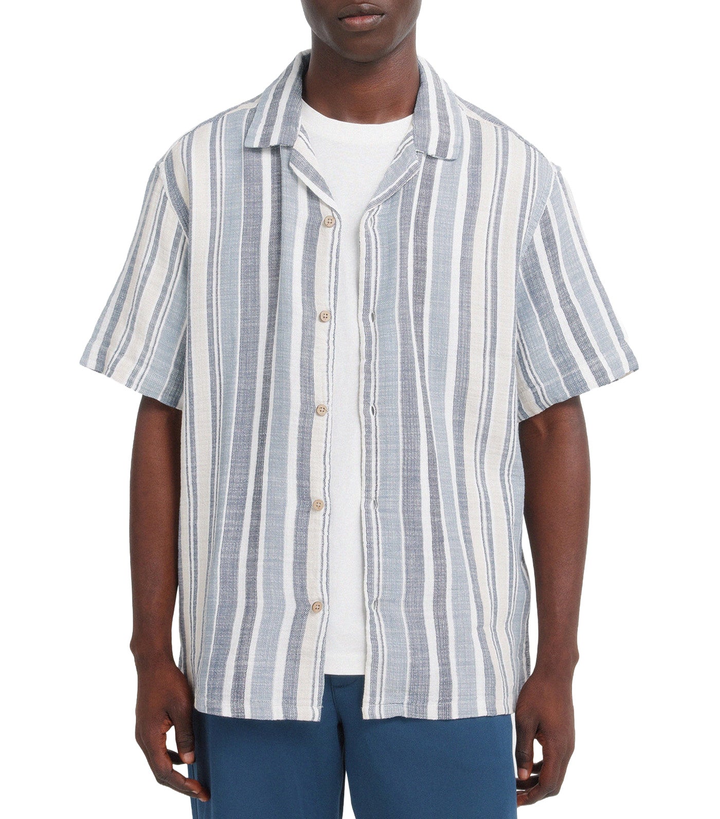 Rustic Striped Short-Sleeved Shirt