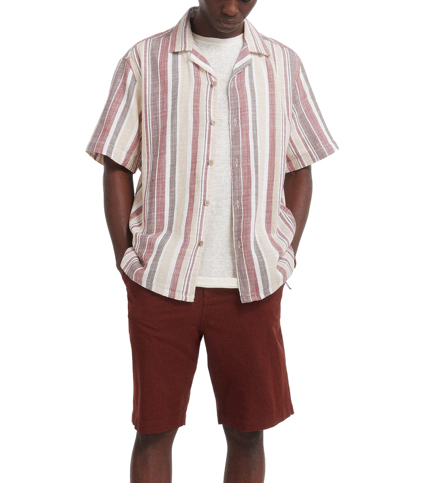 Rustic Striped Short-Sleeved Shirt