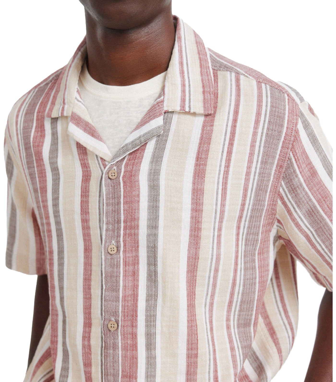 Rustic Striped Short-Sleeved Shirt
