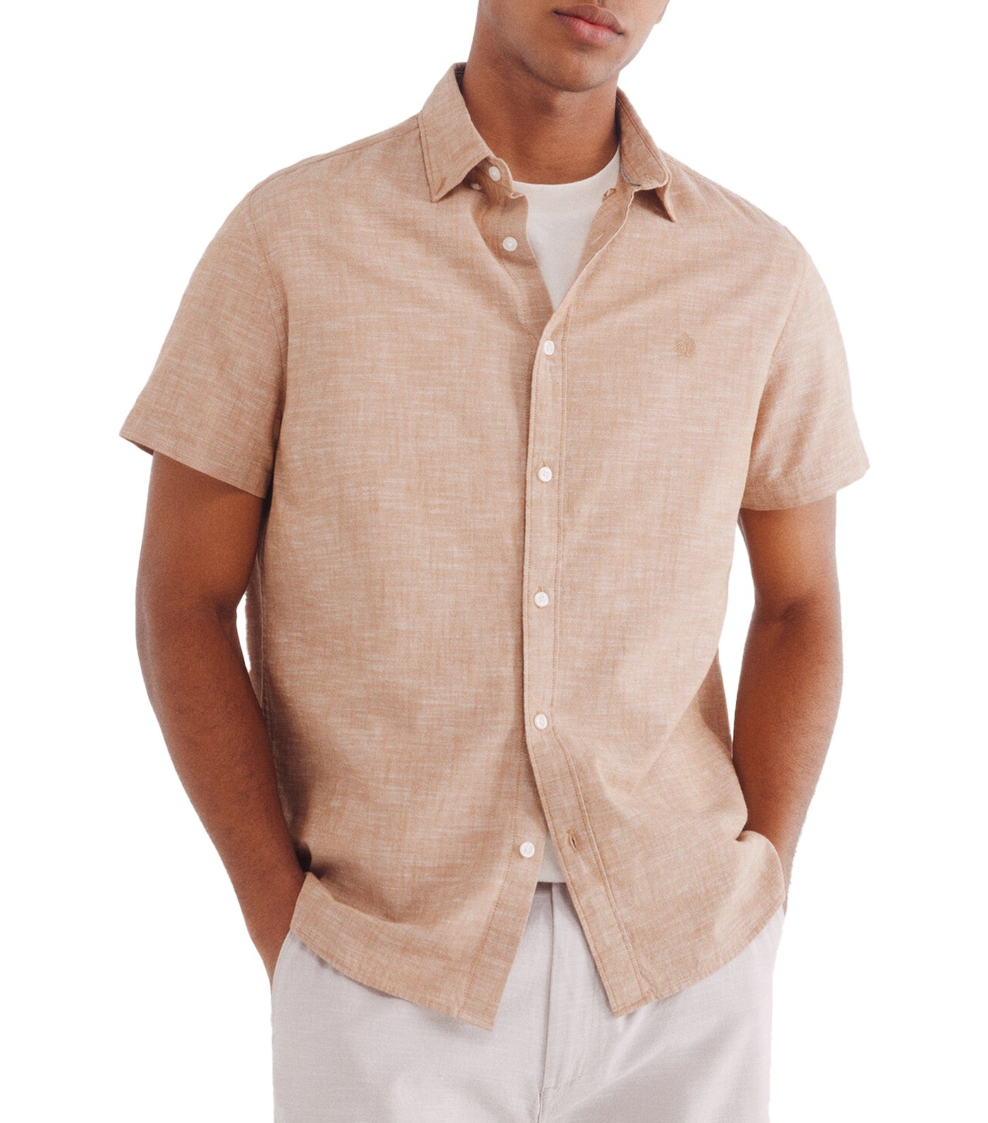 Linen-Effect Short-Sleeved Shirt