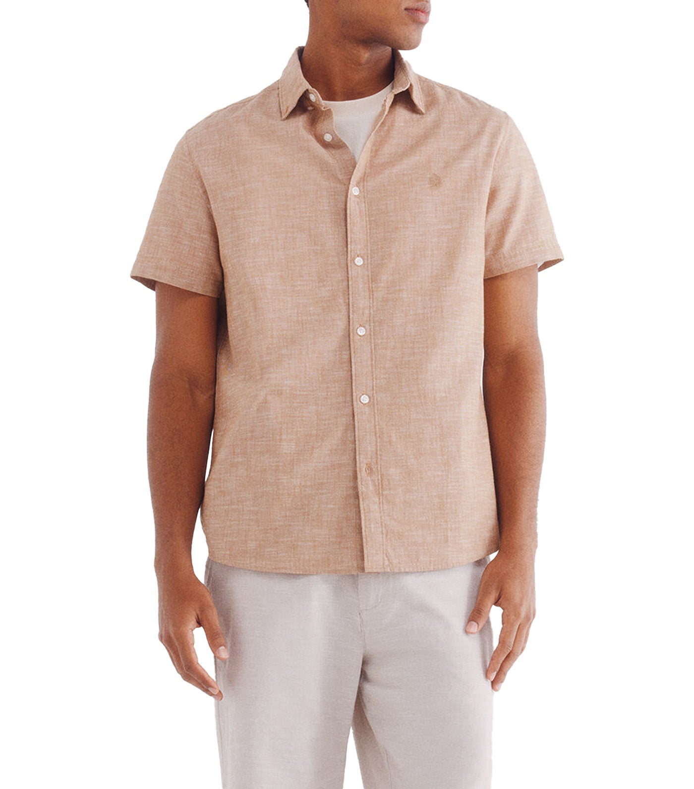 Linen-Effect Short-Sleeved Shirt