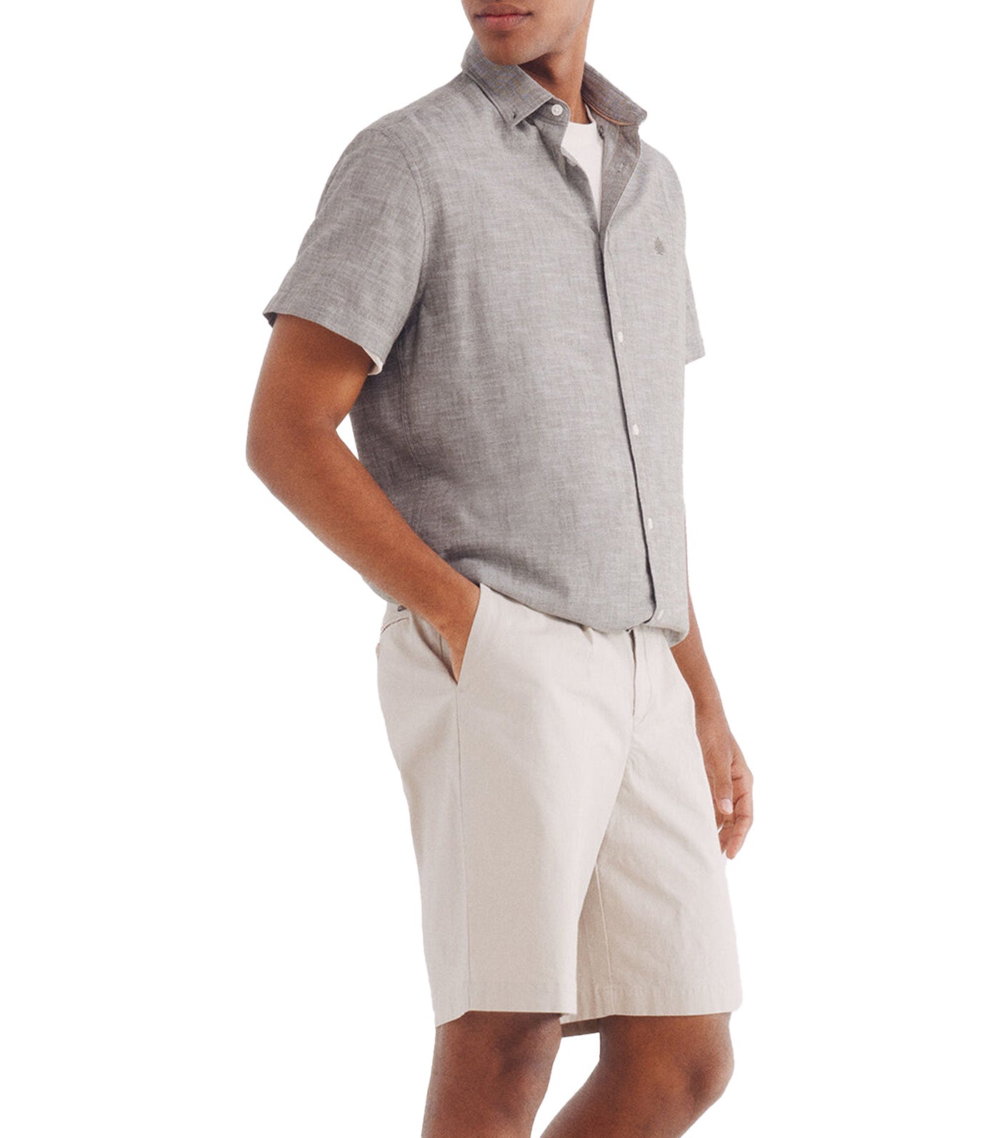 Linen-Effect Short-Sleeved Shirt