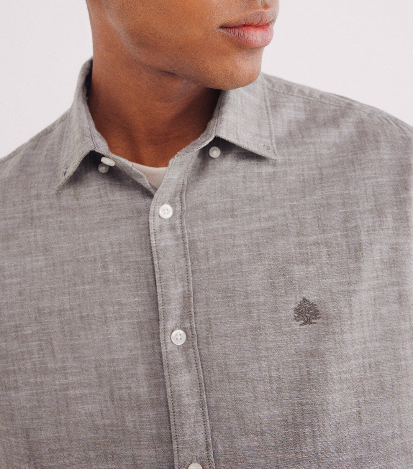 Linen-Effect Short-Sleeved Shirt