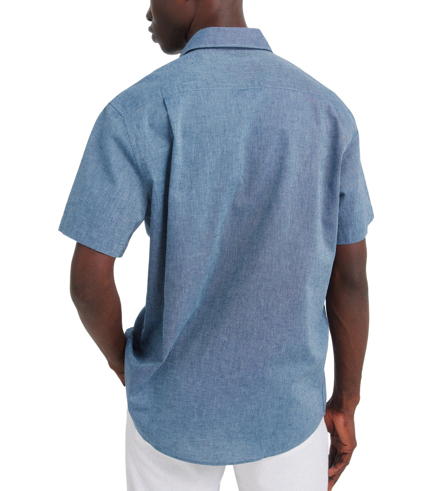 Linen Short Sleeve Shirt Medium Blue