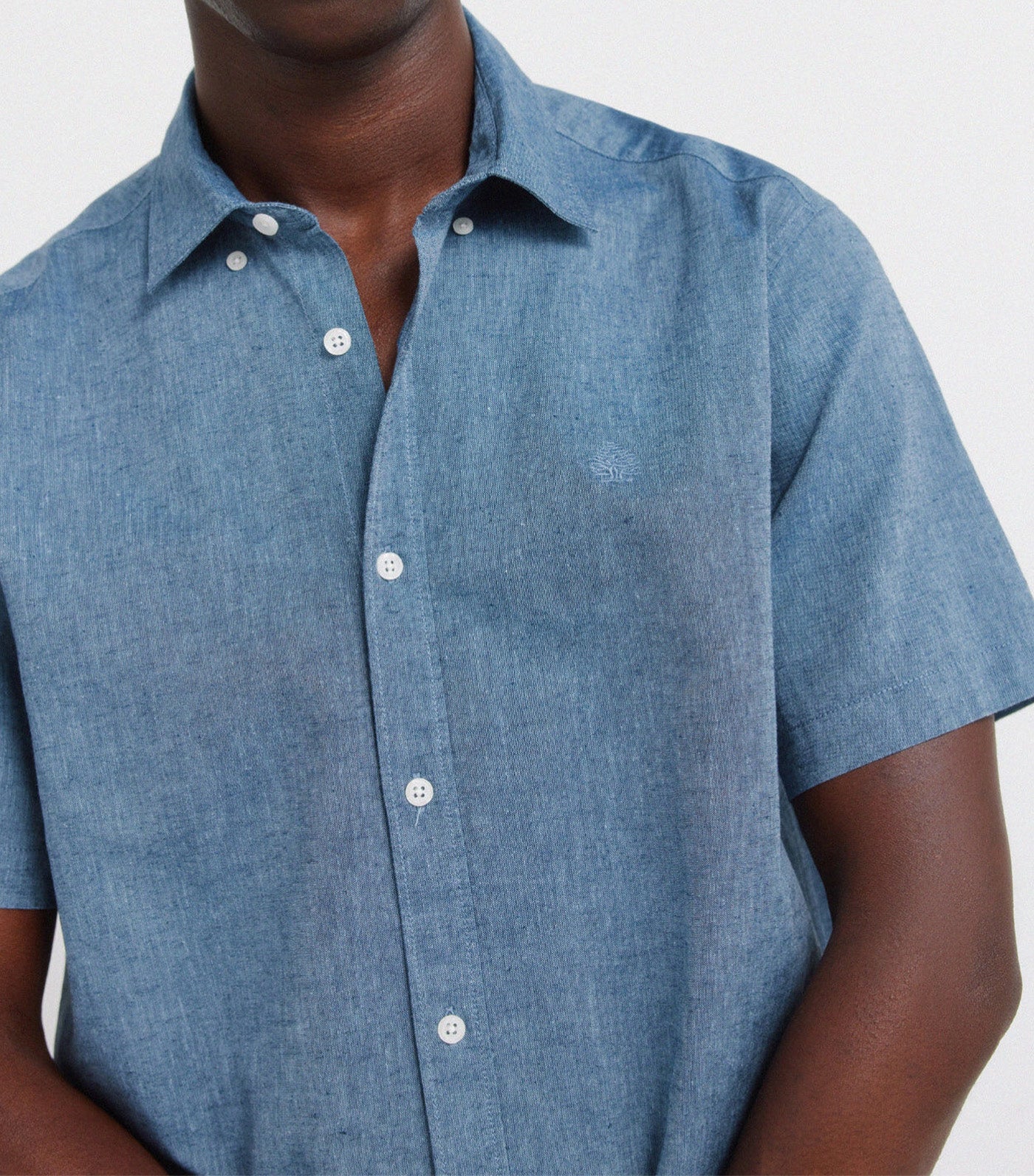 Linen Short Sleeve Shirt Medium Blue