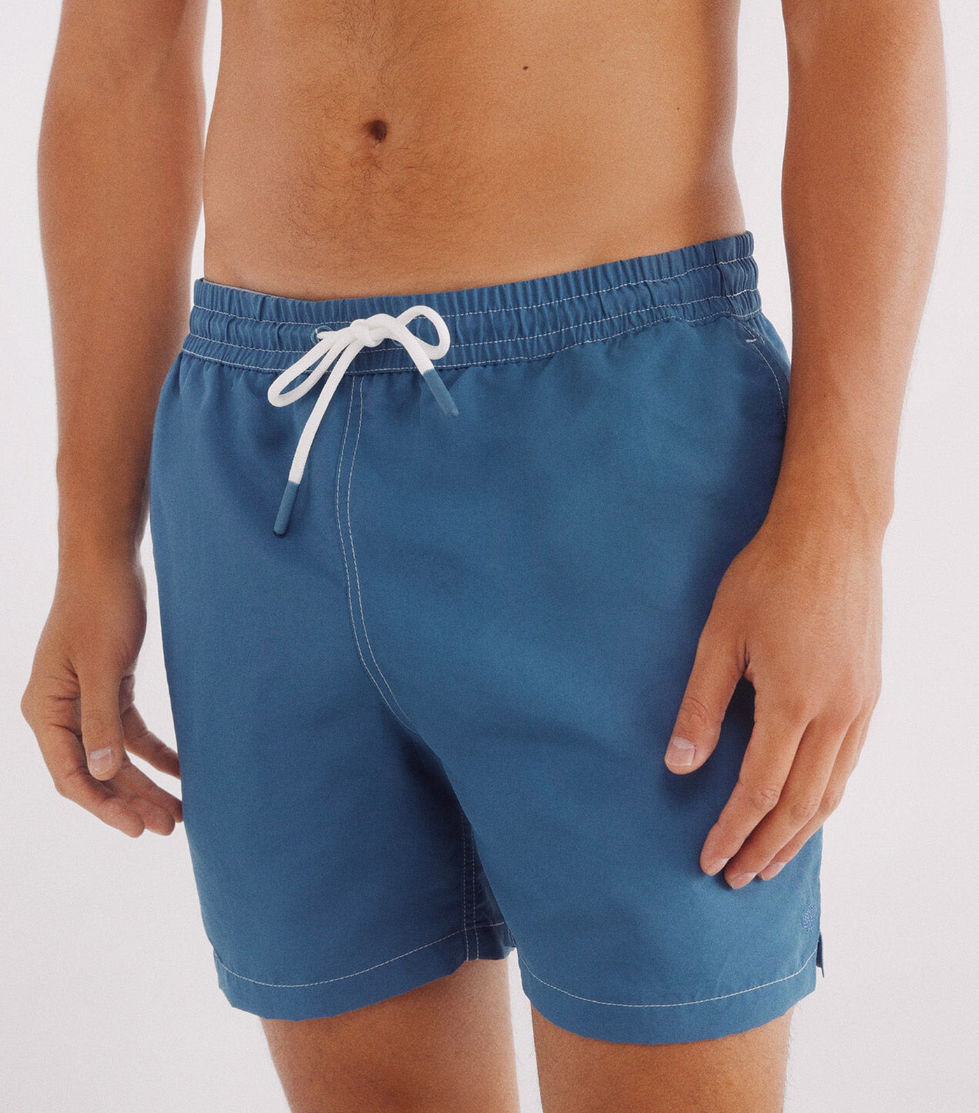 Plain Contrast Swimsuit Blue