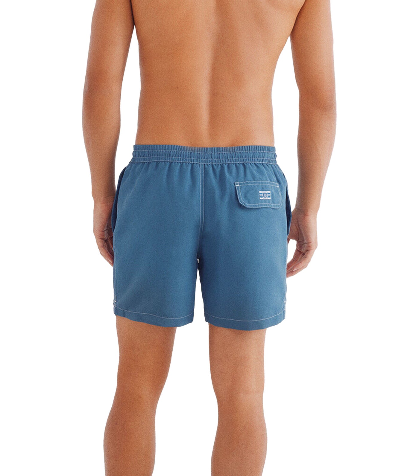 Plain Contrast Swimsuit Blue