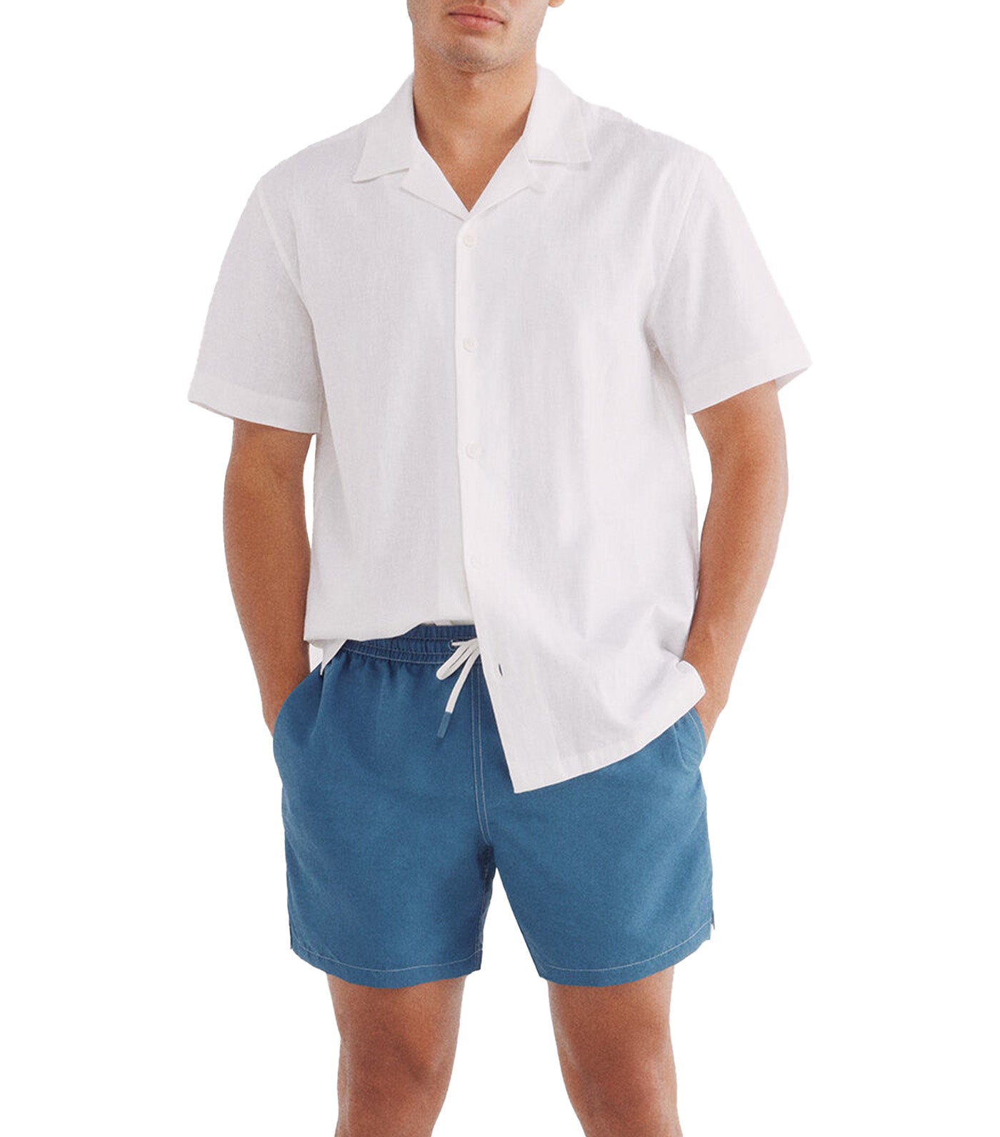 Plain Contrast Swimsuit Blue