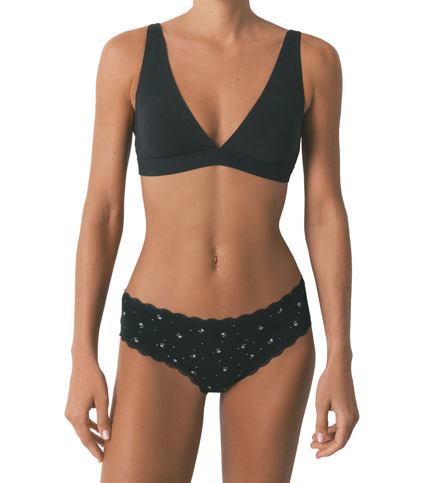 Cotton Classic Wide Floral Print Panty Black