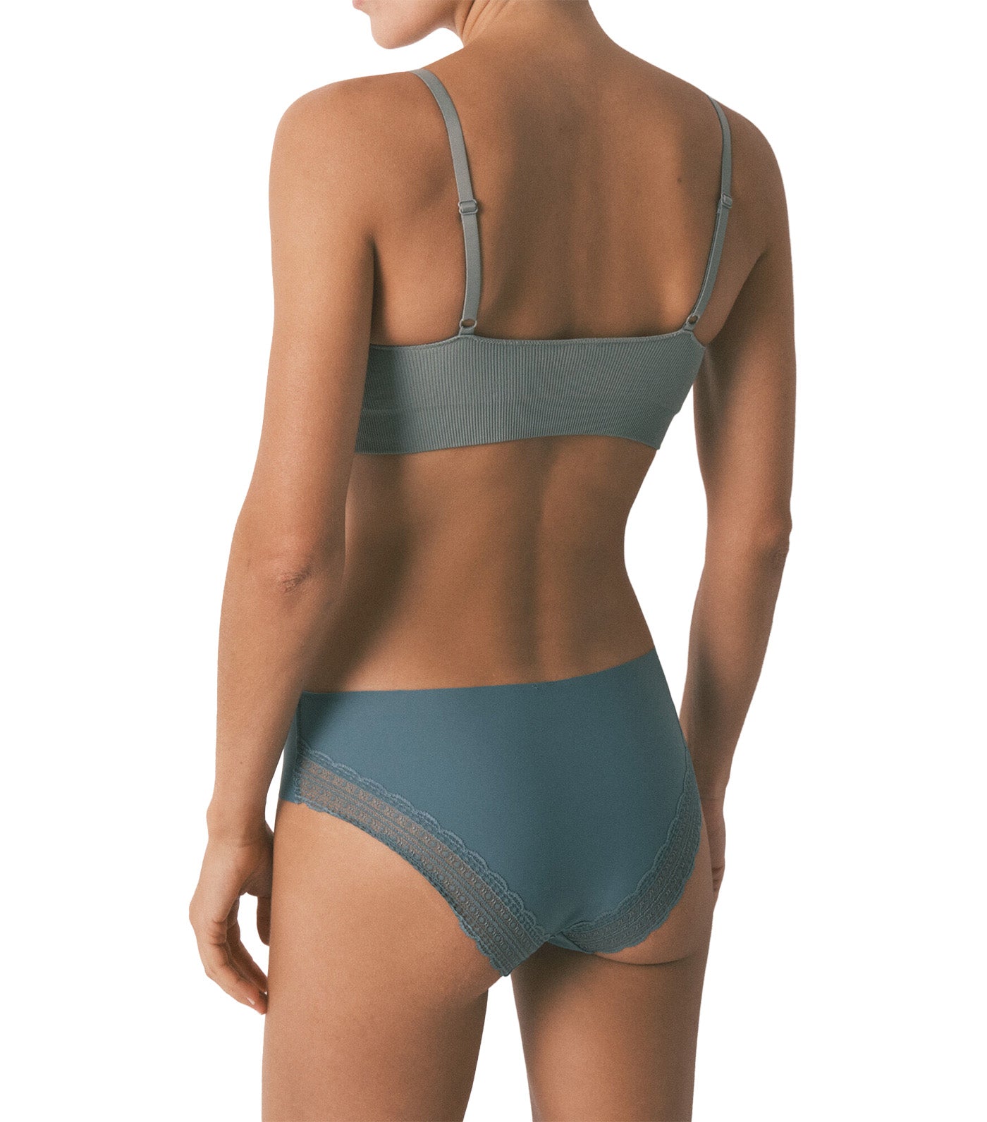 Classic Microfibre and Lace Panty Green