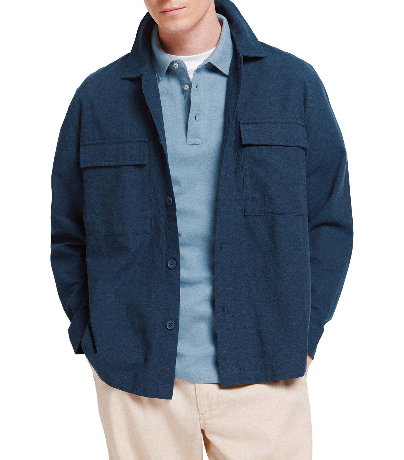 Springfield Linen Overshirt Dark Blue