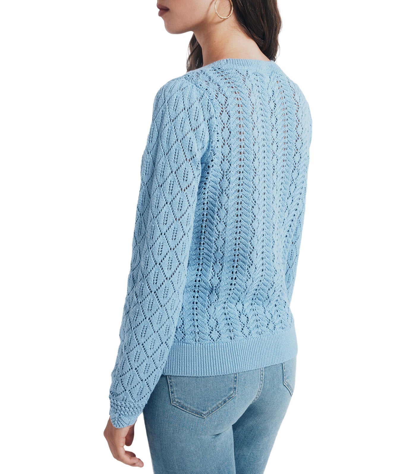Springfield Pointelle Knitted Sweater Light Blue