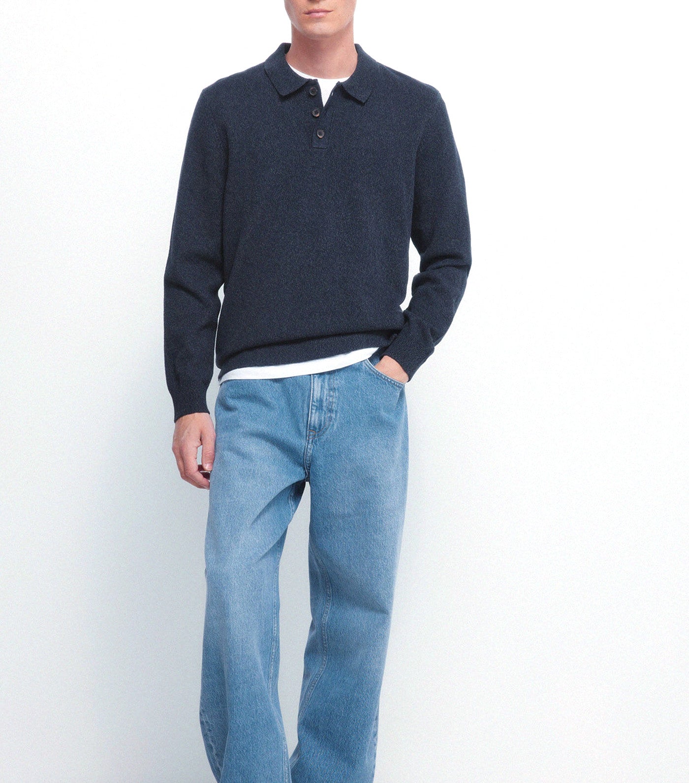 Polo Shirt Neck Jumper with Buttons