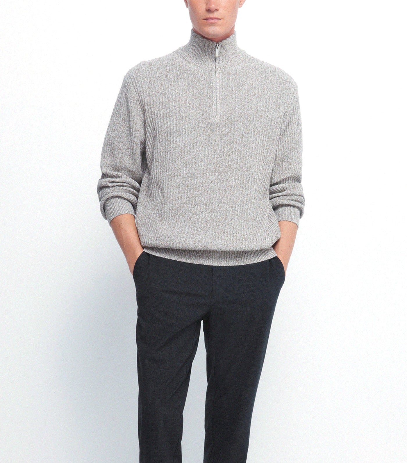 Ribbed Zip-Fastening Jumper