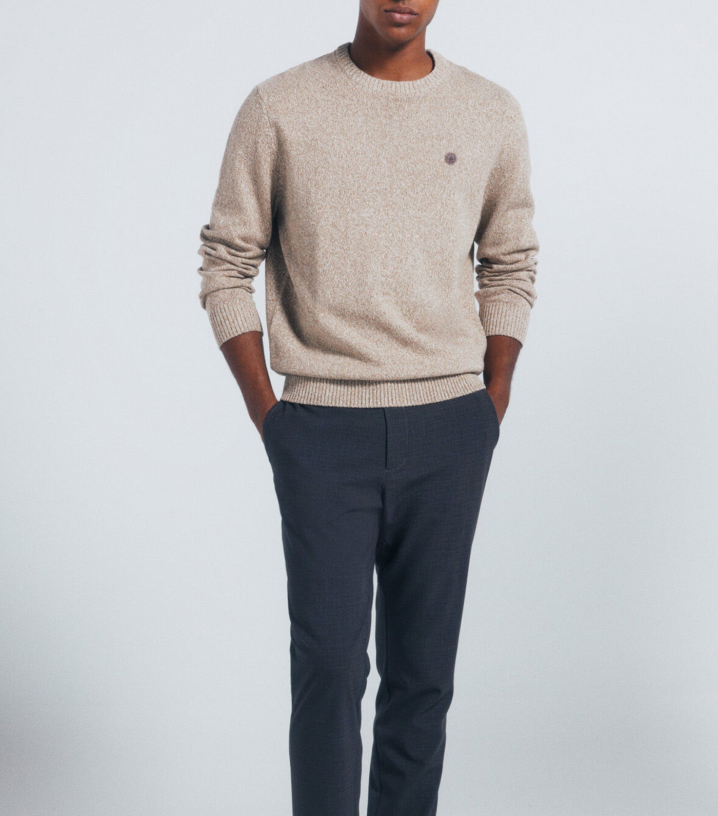 Plain Fantasy Twisted Jumper Beige