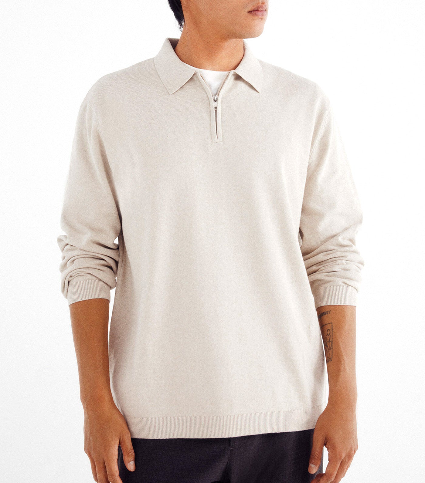 Springfield Polo Neck Zip Sweater Sand