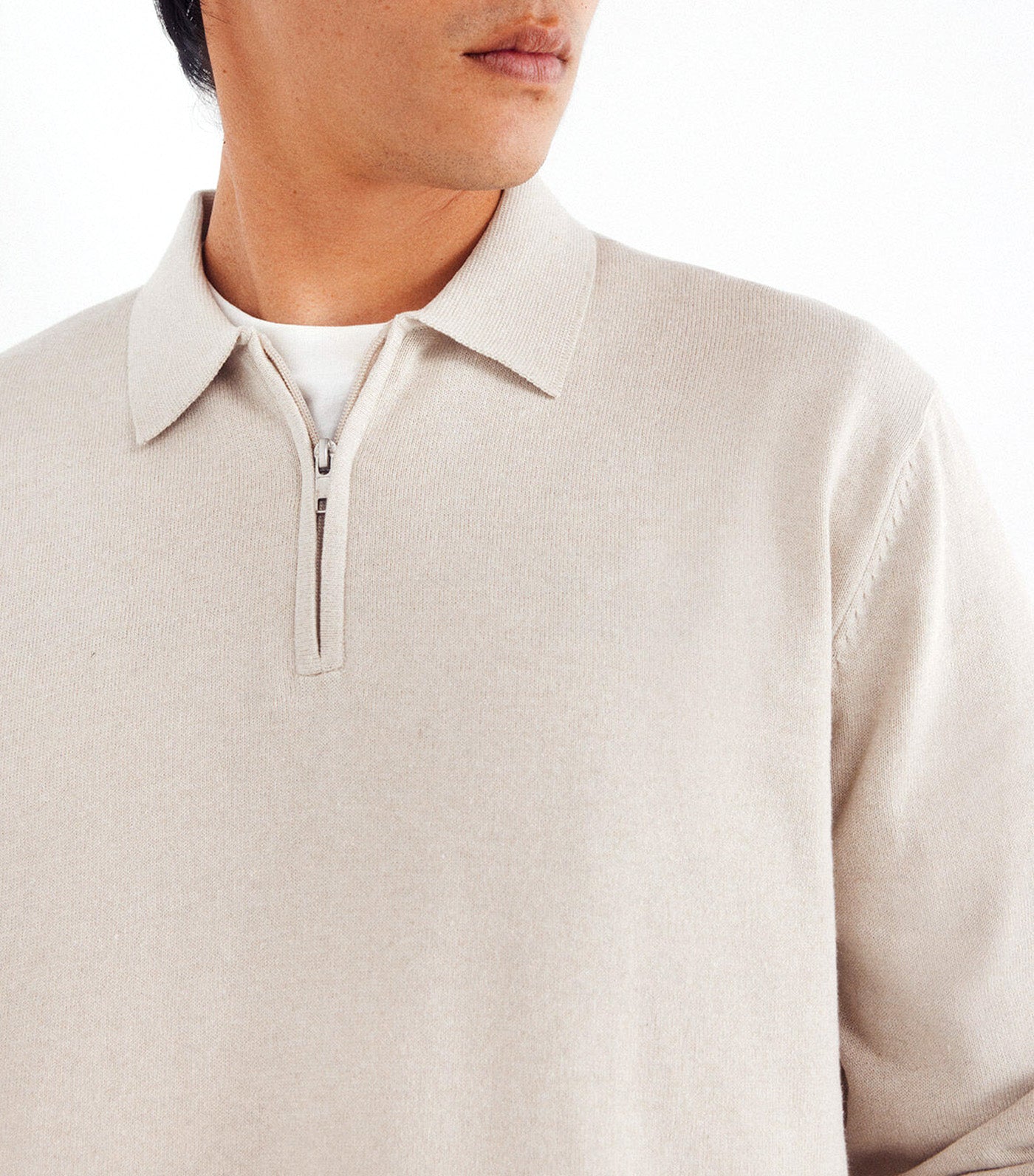 Springfield Polo Neck Zip Sweater Sand